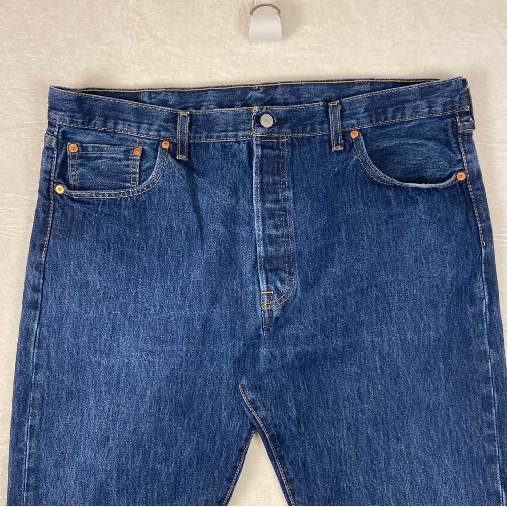 Levi's 501 Jeans Men's 40x29 Blue Denim Dark Wash Regular Straight Button Fly